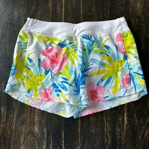 Athletic Works White Pink Floral Stretch Pull On. Size Large (10-12)